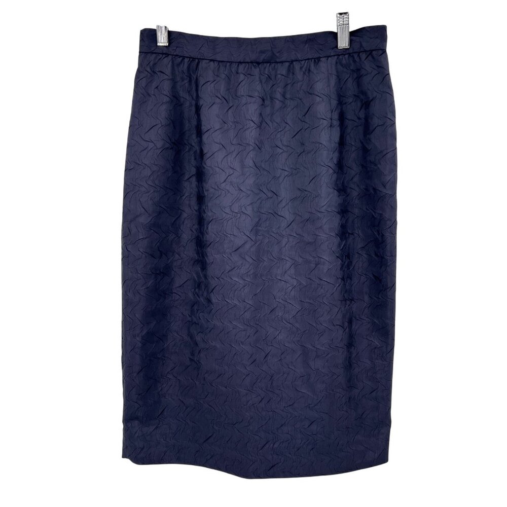 Colours By Alexander Julian Navy Textured Pencil Skirt Size 12 Office Academia
